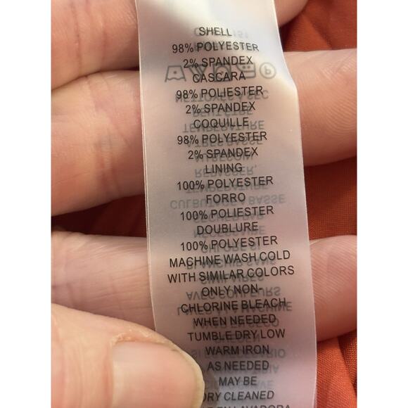 Vince Camuto 4P Dress Coral & Navy Blue Floral Dress Long Sl Gold Buttons - Picture 7 of 7